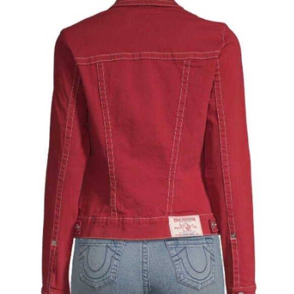 True Religion Cropped Denim Trucker Jacket - L - Picture 2 of 6